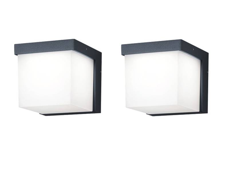 TRIO Leuchten LED Außen-Wandleuchte, LED fest integriert, Warmweiß, 2er-Set kleine Fassadenbeleuchtung für Hauswand, Anthrazit 12 x 11cm von TRIO Leuchten