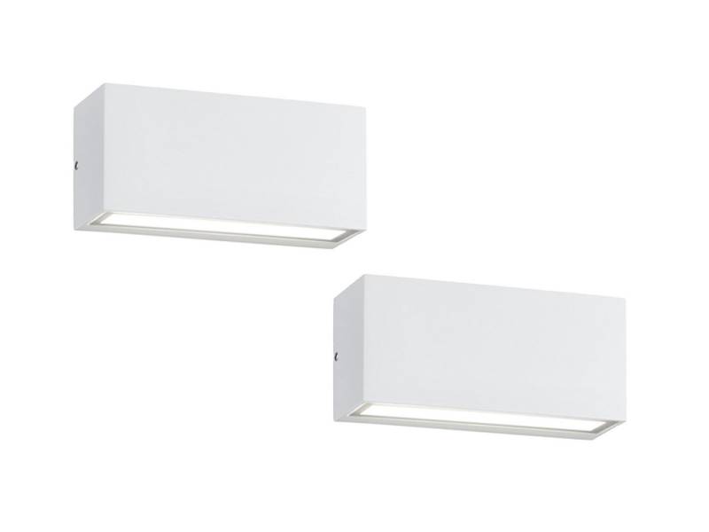 TRIO Leuchten LED Außen-Wandleuchte, LED fest integriert, Warmweiß, 2er-Set kleine Fassadenlampe up down Fassadenbeleuchtung Weiß, B: 14cm von TRIO Leuchten
