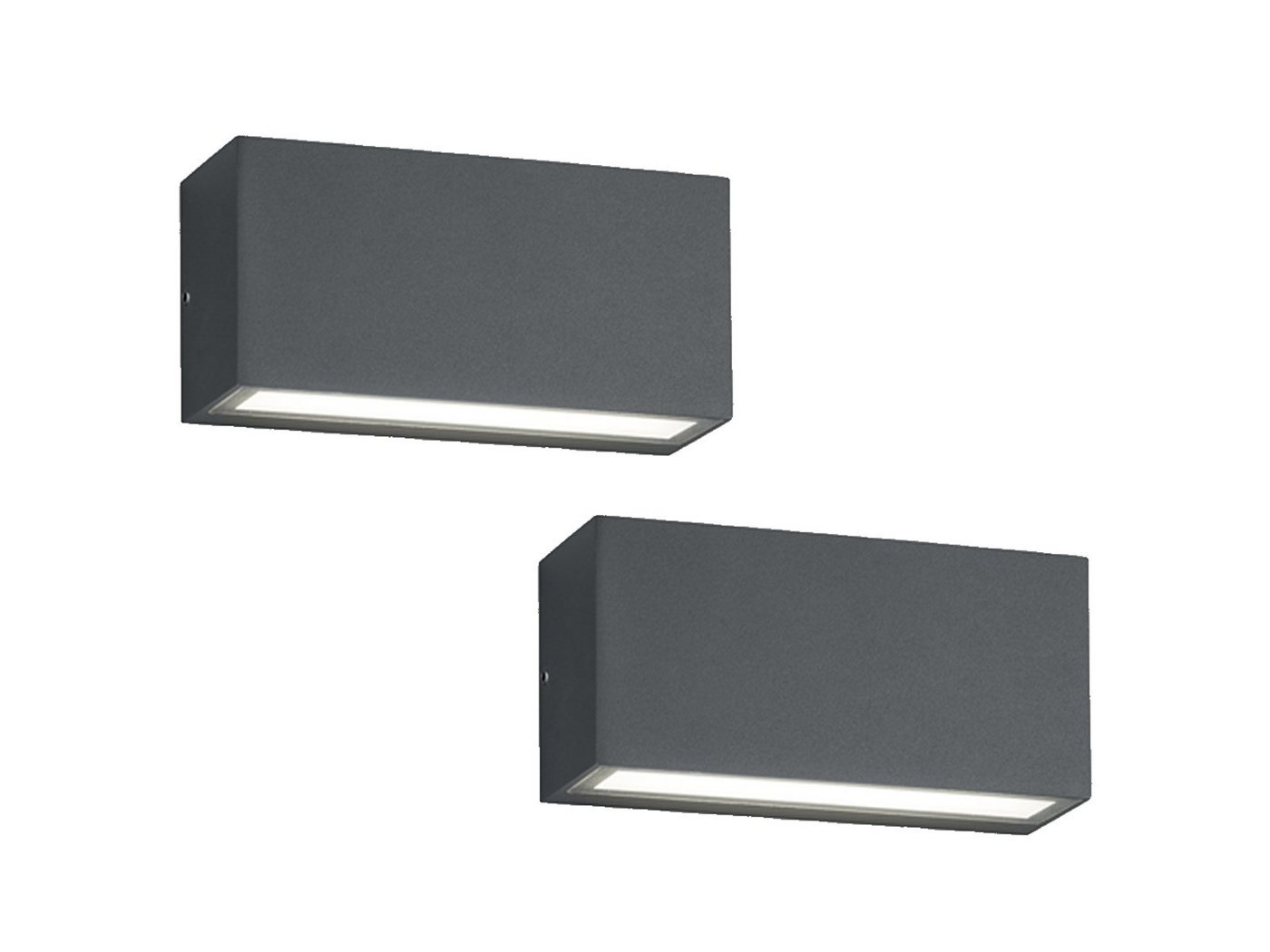 TRIO Leuchten LED Außen-Wandleuchte, LED fest integriert, Warmweiß, 2er-Set kleine Fassadenlampe up down für Hauswand, Anthrazit, B: 14cm TRIO Leuchten LED Außen-Wandleuchte, LED fest integriert, Warmweiß, 2er-Set kleine Fassadenlampe up down für Hauswand, Anthrazit, B: 14cm von TRIO Leuchten