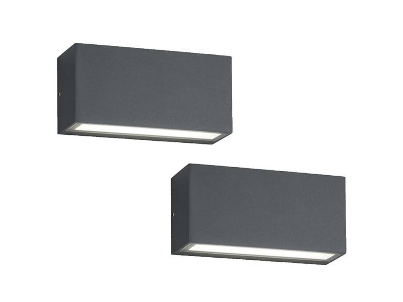 TRIO Leuchten LED Außen-Wandleuchte, LED fest integriert, Warmweiß, 2er-Set kleine Fassadenlampe up down für Hauswand, Anthrazit, B: 14cm von TRIO Leuchten