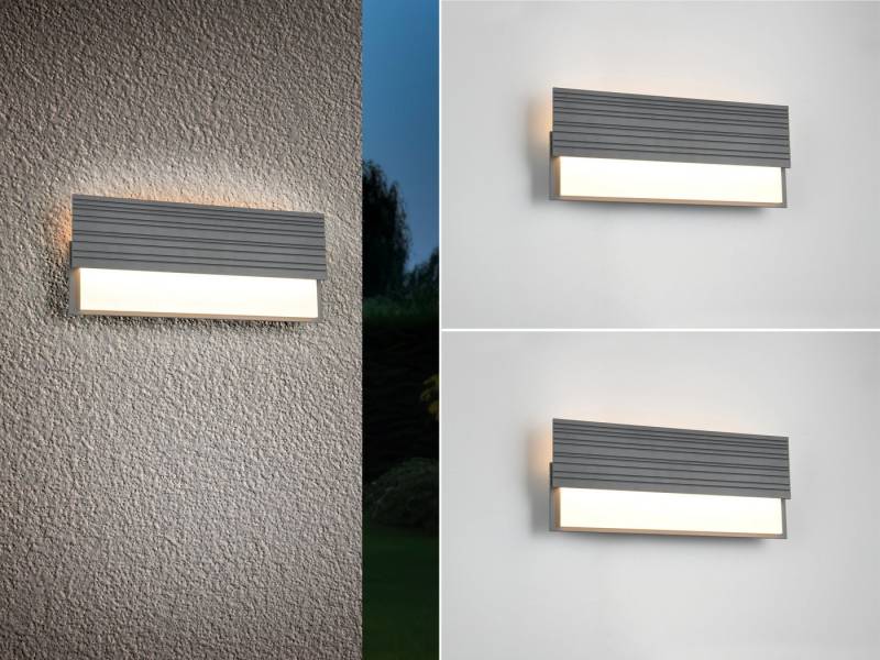 meineWunschleuchte LED Außen-Wandleuchte, LED fest integriert, warmweiß, 2er Set Terrassenleuchte Fassadenbeleuchtung Hauswand Anthrazit B 40cm von meineWunschleuchte