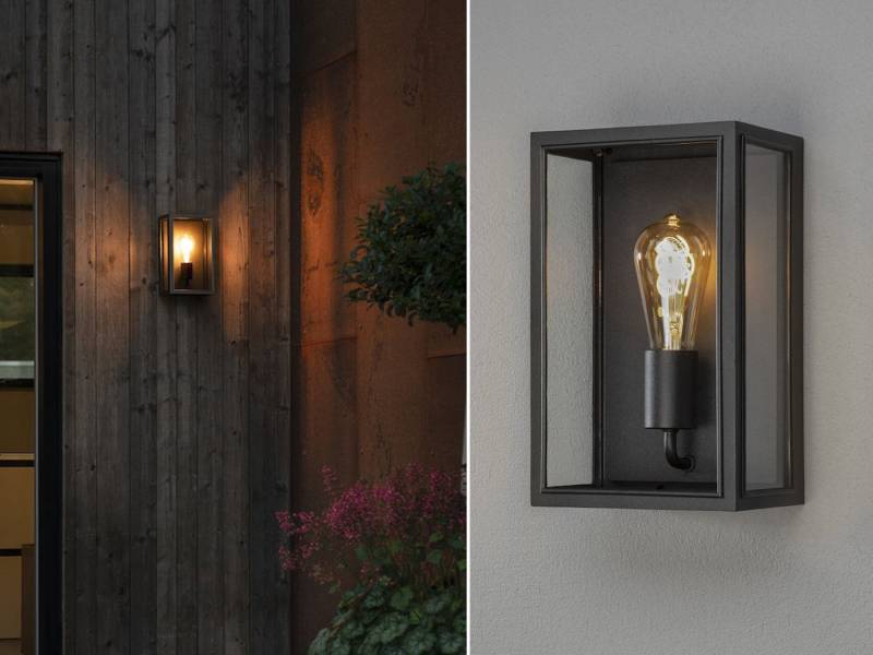 meineWunschleuchte LED Außen-Wandleuchte, LED wechselbar, warmweiß, Wand-laterne Landhausstil Terrassenleuchten Hauswand Schwarz H: 30cm von meineWunschleuchte