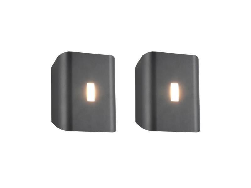 TRIO Leuchten LED Außen-Wandleuchte, Lichtfarbe einstellbar, LED fest integriert, warmweiß, neutralweiß, 2er Set Fassadenbeleuchtung Hausbeleuchtung Hauswand Anthrazit, H 20cm von TRIO Leuchten