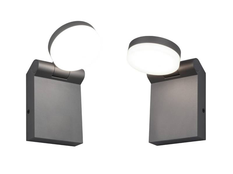 TRIO Leuchten LED Außen-Wandleuchte, Lichttemperatur einstellbar, LED fest integriert, Warmweiß, Neutralweiß, 2er-SET Außenleuchten Schwarz, Fassadenbeleuchtung Haus-wand Höhe 19cm von TRIO Leuchten