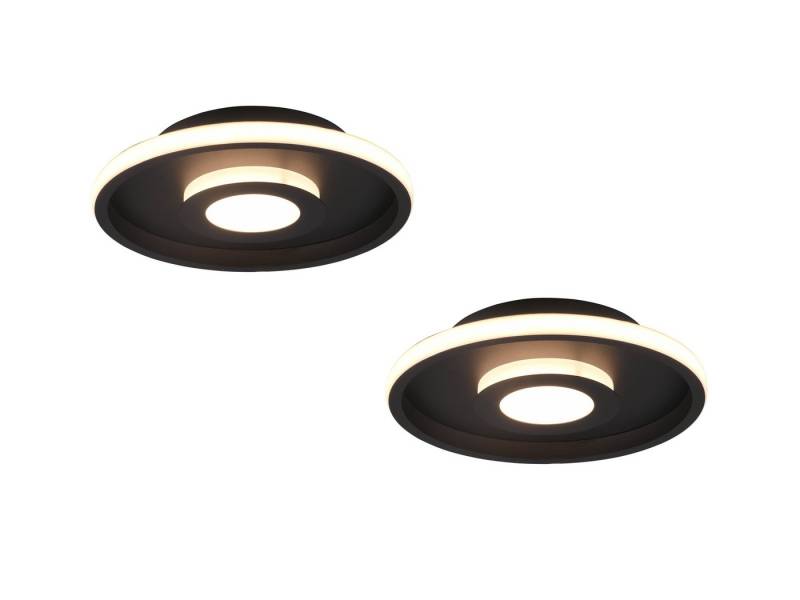 TRIO Leuchten LED Deckenleuchte, Dimmfunktion, LED fest integriert, Warmweiß, 2er Set Badezimmer-lampen Decke dimmbar flach über-n Esstisch, Ø30cm von TRIO Leuchten