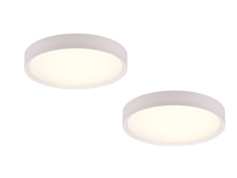 TRIO Leuchten LED Deckenleuchte, LED fest integriert, Warmweiß, 2er Set Badezimmer-Lampen Decke Bad-lampe für Gäste WC Weiß IP44 Ø33cm von TRIO Leuchten