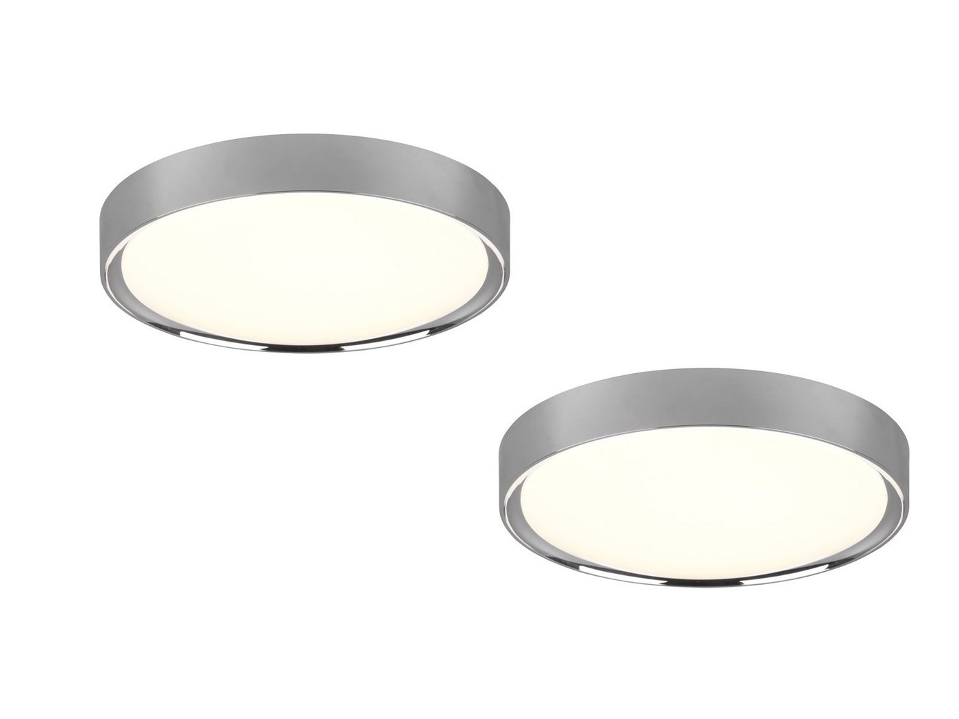 TRIO Leuchten LED Deckenleuchte, LED fest integriert, Warmweiß, 2er Set Badezimmerlampen Decke Bad-lampe für Gäste WC Chrom IP44 Ø33cm TRIO Leuchten LED Deckenleuchte, LED fest integriert, Warmweiß, 2er Set Badezimmerlampen Decke Bad-lampe für Gäste WC Chrom IP44 Ø33cm von TRIO Leuchten
