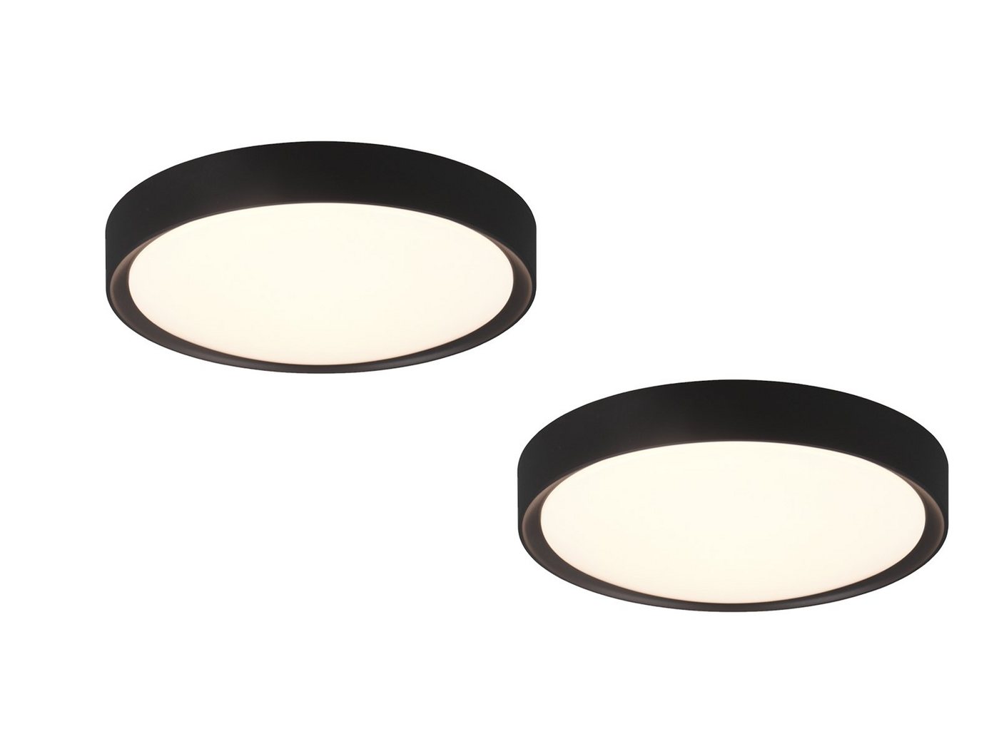 TRIO Leuchten LED Deckenleuchte, LED fest integriert, Warmweiß, 2erSet Badezimmerlampen Decke Badlampe für Gäste WC Schwarz IP44 Ø33cm TRIO Leuchten LED Deckenleuchte, LED fest integriert, Warmweiß, 2erSet Badezimmerlampen Decke Badlampe für Gäste WC Schwarz IP44 Ø33cm von TRIO Leuchten