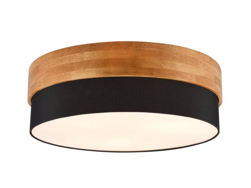TRIO Leuchten LED Deckenleuchte, LED wechselbar, Warmweiß, große Holz-lampe über Esstisch, Lampenschirme Stoff Treppenhaus, Ø50cm von TRIO Leuchten