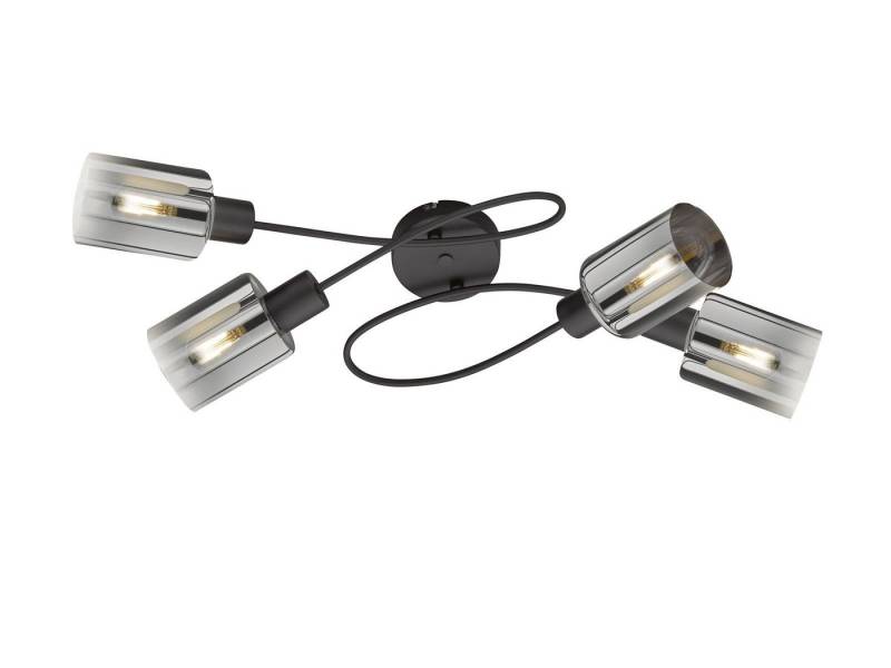 FISCHER & HONSEL LED Deckenleuchte, LED wechselbar, Warmweiß, ausgefallener Deckenstrahler mehrflammig Rauchglas Schwarz 79cm lang von FISCHER & HONSEL