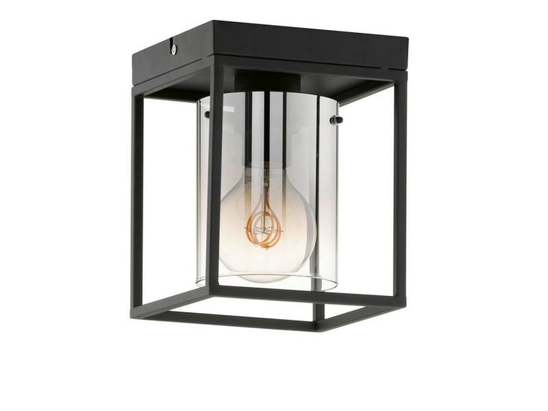 FISCHER & HONSEL LED Deckenleuchte, Dimmfunktion, LED wechselbar, Warmweiß, viereckig 16x16cm klein mit Lampenschirm Rauch-Glas & LED dimmbar von FISCHER & HONSEL