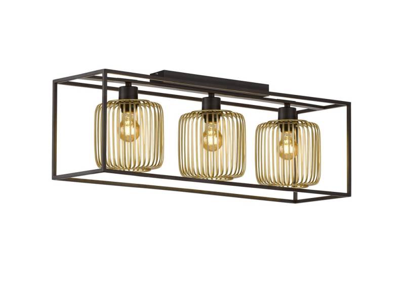 FISCHER & HONSEL LED Deckenleuchte, Dimmfunktion, LED wechselbar, Warmweiß, ausgefallene große Designer Gitter Lamellen-Lampe Industrial 83cm lang von FISCHER & HONSEL