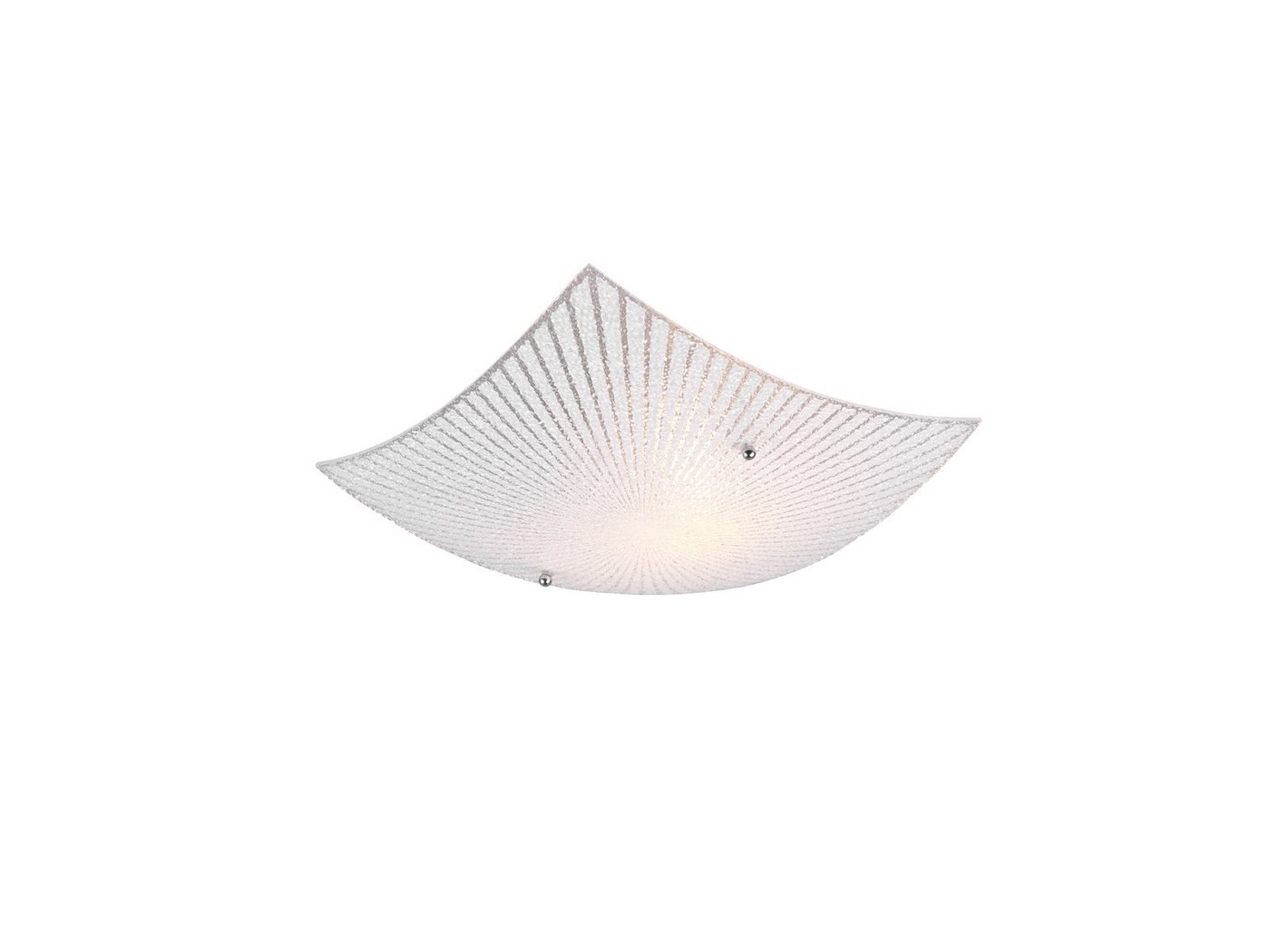 meineWunschleuchte LED Deckenleuchte, LED wechselbar, Warmweiß, flache Lampenschirme Opal-Glas Weiß mit Silber Dekor Design, Ø30cm von meineWunschleuchte