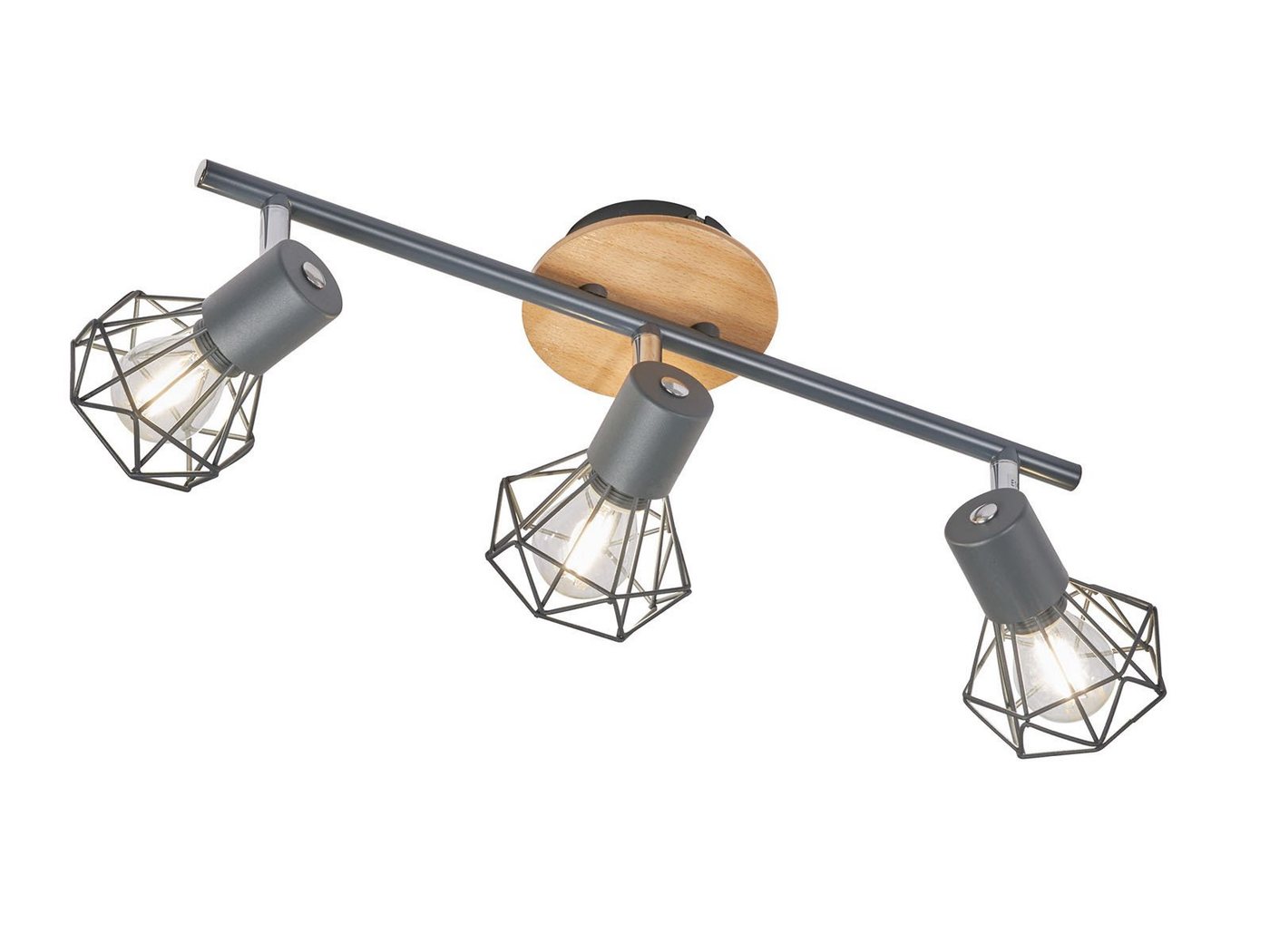 FISCHER & HONSEL LED Deckenleuchte, schwenkbar, LED wechselbar, Warmweiß, Holz-Lampe mit Gitter Spot-s, Industrial Decken-Strahler 42cm FISCHER & HONSEL LED Deckenleuchte, schwenkbar, LED wechselbar, Warmweiß, Holz-Lampe mit Gitter Spot-s, Industrial Decken-Strahler 42cm von FISCHER & HONSEL