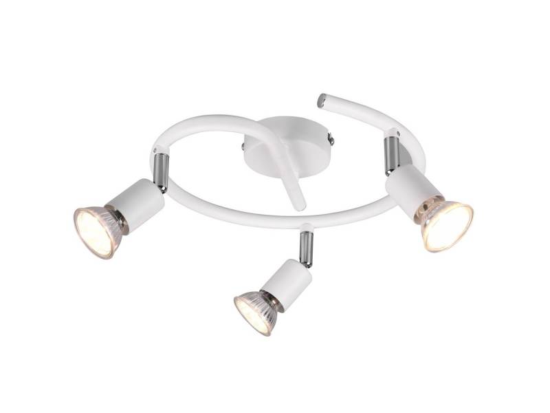 Reality Leuchten LED Deckenstrahler, LED wechselbar, Warmweiß, innen Deckenleuchte 3 Spots Weiß für Treppenhaus & Jugendzimmer, Ø25cm von Reality Leuchten