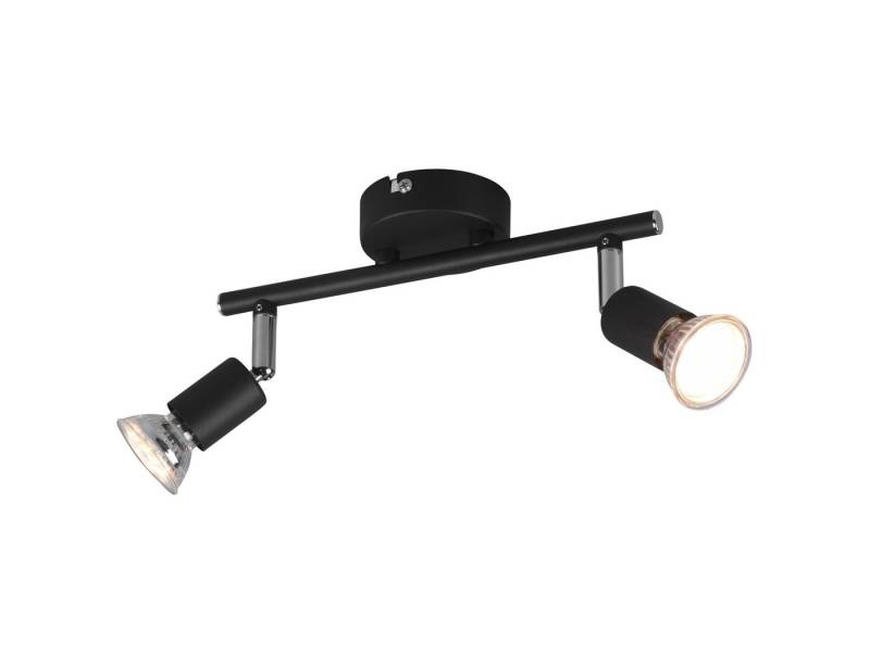 Reality Leuchten LED Deckenstrahler, LED wechselbar, warmweiß, innen Deckenleuchte 2 Spots Schwarz, Treppenhaus & Ankleidezimmer 25cm von Reality Leuchten