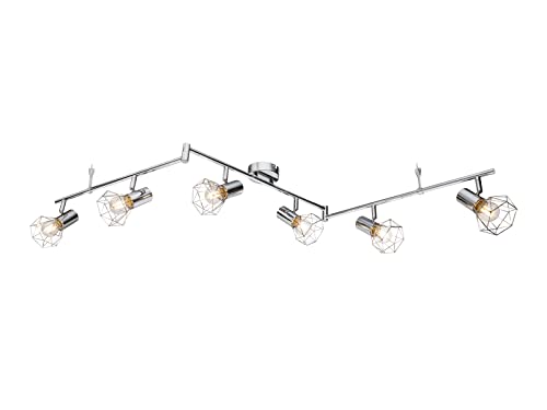 meineWunschleuchte LED Deckenstrahler mit Gitter Lampenschirme Silber Chrom, 6-flammig von meineWunschleuchte