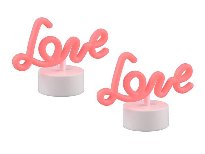 Reality Leuchten LED Dekolicht, LED fest integriert, 2erSET Dekoleuchte Leuchtschriftzug Love Tischlampe ohne Kabel H: 14cm von Reality Leuchten