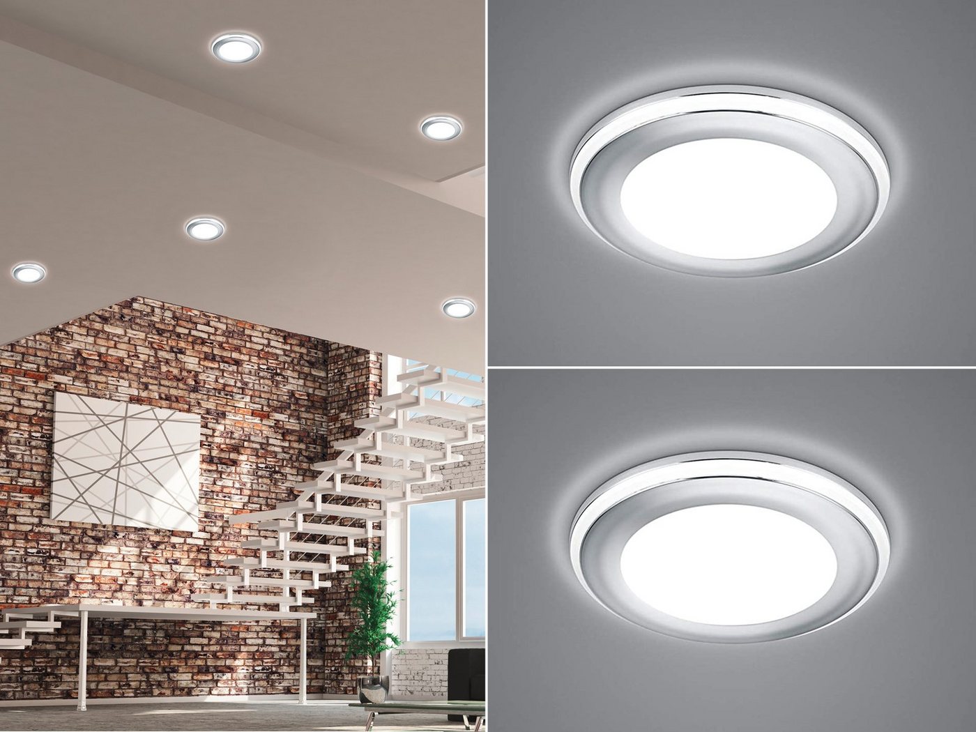 meineWunschleuchte LED Einbaustrahler, LED fest integriert, Warmweiß, Deckeneinbauleuchten 2er Set, Einbau Decken-spot Silber für die Decke von meineWunschleuchte