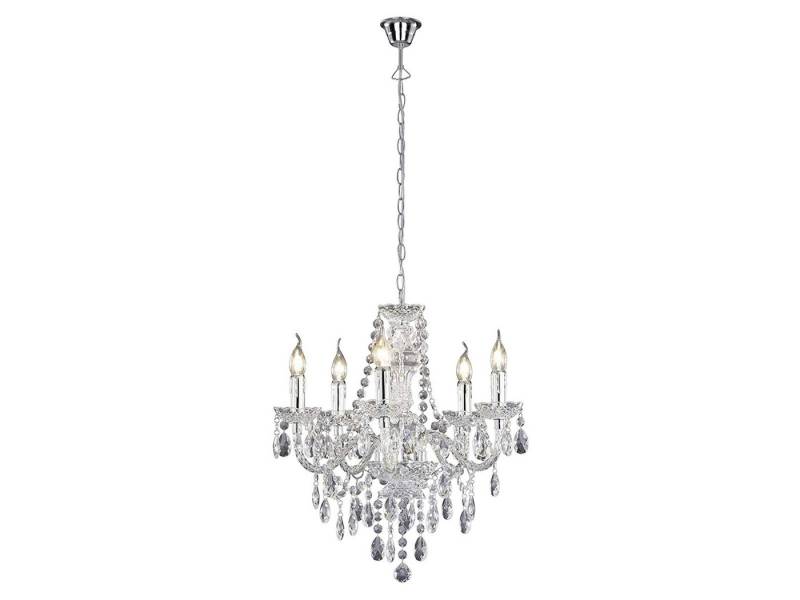 Reality Leuchten LED Kronleuchter, Dimmfunktion, LED wechselbar, Warmweiß, Kristall Pendelleuchte Galerie & Esstisch hängend mehrflammig Ø 52cm von Reality Leuchten