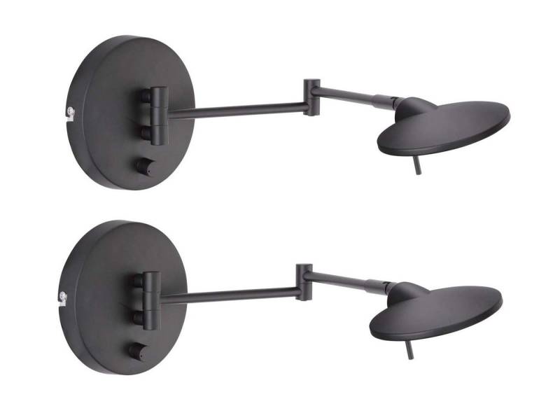TRIO Leuchten LED Leselampe, Dimmfunktion, LED fest integriert, Warmweiß, 2er Set groß innen mit Schalter und Stecker Leselampe verstellbar Bett von TRIO Leuchten