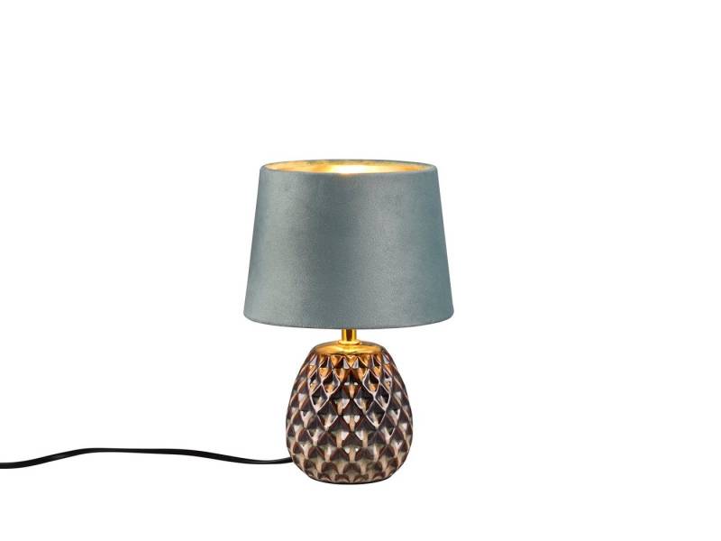 Reality Leuchten LED Nachttischlampe, LED wechselbar, in 3 Stufen über Schnurschalter dimmbar, warmweiß, kleine mit Keramikfuß & Lampenschirm Samt für Fensterbank, Höhe 27cm von Reality Leuchten