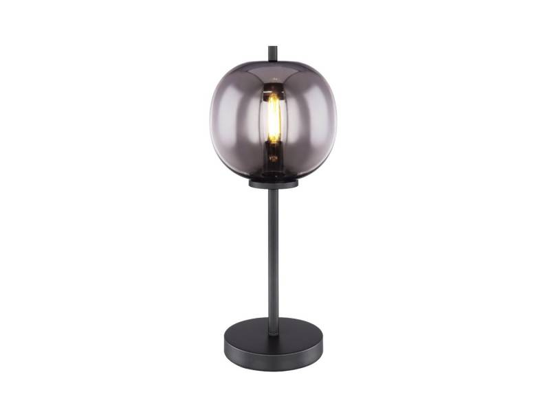 GLOBO LIGHTING LED Nachttischlampe, Leuchtmittel stufenweise über Schnurschalter dimmbar, LED wechselbar, warmweiß, groß-e Designerlampe dimmbar Lampenschirm Rauchglas Glas-kugel, H 45cm von GLOBO LIGHTING
