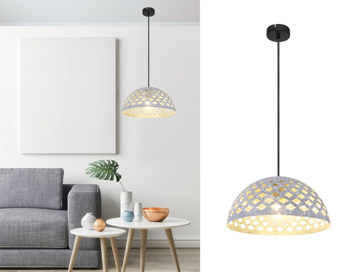 meineWunschleuchte LED Pendelleuchte, Leuchtmittel stufenweise über Wandschalter dimmbar, LED wechselbar, warmweiß, Lichtdesign hängend über-n Esstisch Kücheninsel & Treppenhaus, Ø35cm von meineWunschleuchte