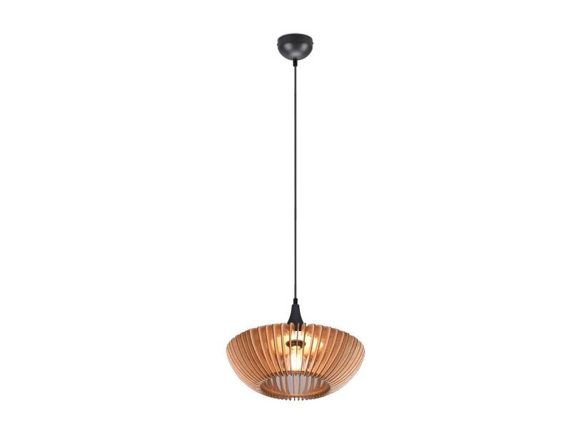 TRIO Leuchten LED Pendelleuchte, Dimmfunktion, LED wechselbar, Leuchtmittel über Lichtschalter in 3 Stufen dimmbar, Warmweiß, Holz-lampen hängend über-n Esstisch-lampe Couchtisch Natur, Ø40cm von TRIO Leuchten