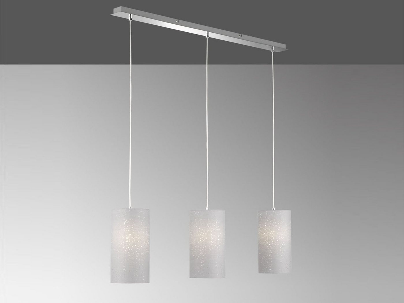 meineWunschleuchte LED Pendelleuchte, Dimmfunktion, LED wechselbar, Warmweiß, Designklassiker Zylinder Stoff-Schirm 3 flammig hängend 110cm lang von meineWunschleuchte