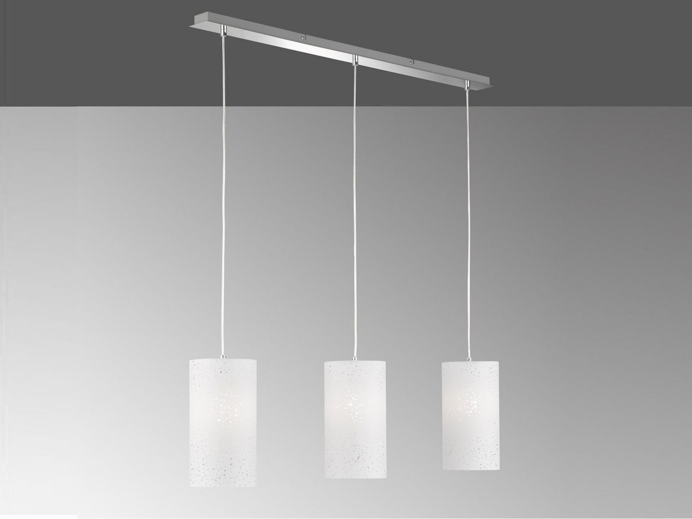 meineWunschleuchte LED Pendelleuchte, Dimmfunktion, LED wechselbar, Warmweiß, Designklassiker mehrflammig hängend 110cm, 3x Stoff Hängelampenschirm von meineWunschleuchte