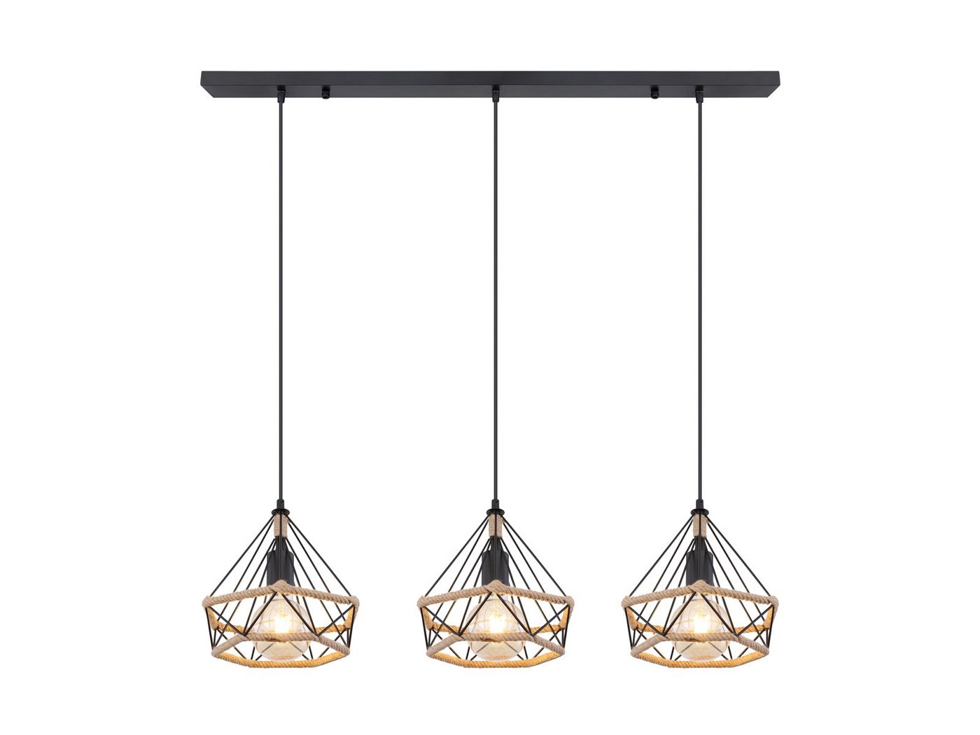 GLOBO LIGHTING LED Pendelleuchte, Dimmfunktion, LED wechselbar, Warmweiß, Lampenschirm Draht Industrie-design über Esstisch Kücheninsel B: 100cm von GLOBO LIGHTING