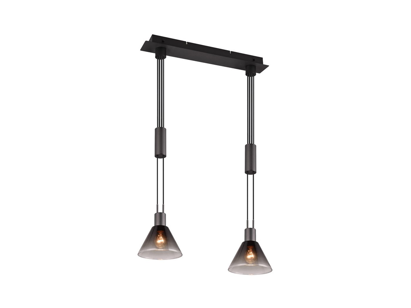 TRIO Leuchten LED Pendelleuchte, Dimmfunktion, LED wechselbar, Warmweiß, mit Rauch-glas Lampenschirm-e über Esstisch Couchtisch hängend B: 55cm TRIO Leuchten LED Pendelleuchte, Dimmfunktion, LED wechselbar, Warmweiß, mit Rauch-glas Lampenschirm-e über Esstisch Couchtisch hängend B: 55cm von TRIO Leuchten