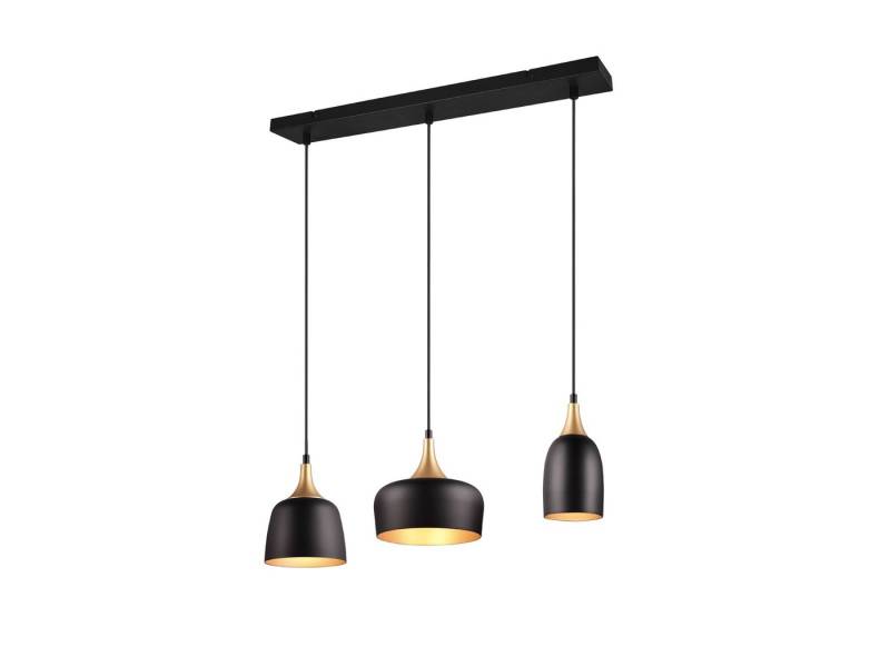 TRIO Leuchten LED Pendelleuchte, Dimmfunktion, LED wechselbar, warmweiß, Designer Balken-Lampe übern Esstisch 3 flammig Schwarz Gold dimmbar von TRIO Leuchten