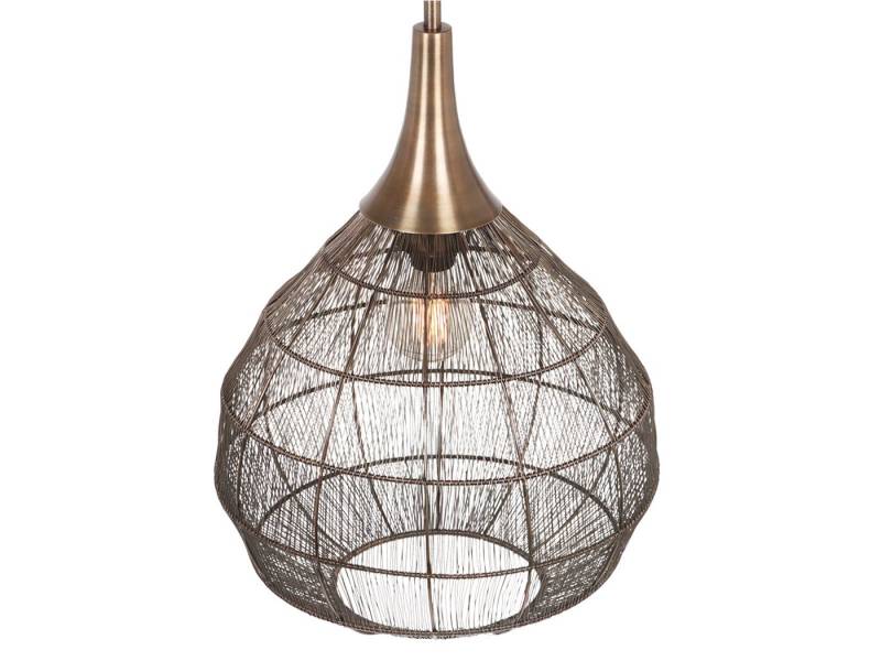 TRIO Leuchten LED Pendelleuchte, Dimmfunktion, LED wechselbar, warmweiß, groß-e Drahtgeflecht einflammig hängend Esstisch & Treppenhaus, Ø42cm von TRIO Leuchten