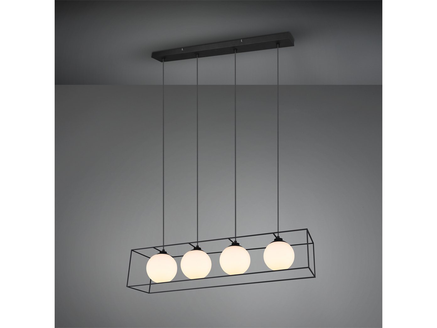 meineWunschleuchte LED Pendelleuchte, Dimmfunktion, LED wechselbar, Warmweiß, ausgefallene Balken-lampe für über-n Esstisch hängend, 4x Glas-kugel von meineWunschleuchte