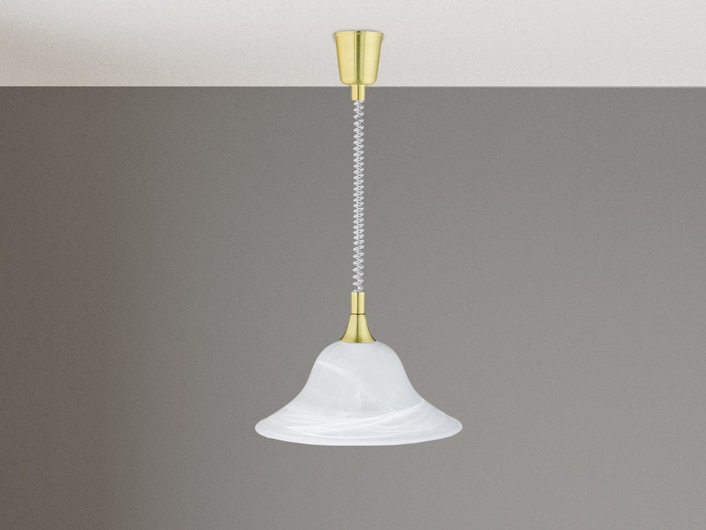 meineWunschleuchte LED Pendelleuchte, LED wechselbar, Warmweiß, Design-klassiker Zugpendelleuchten höhenverstellbar Weiß Gold-en Ø39cm von meineWunschleuchte