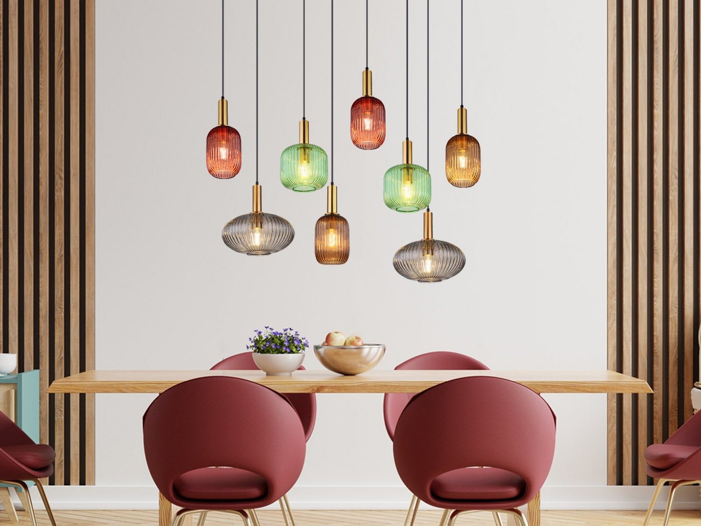 meineWunschleuchte LED Pendelleuchte, LED wechselbar, warmweiß, große ausgefallene Designer Lampe für übern Esstisch hängend, B: 125cm von meineWunschleuchte