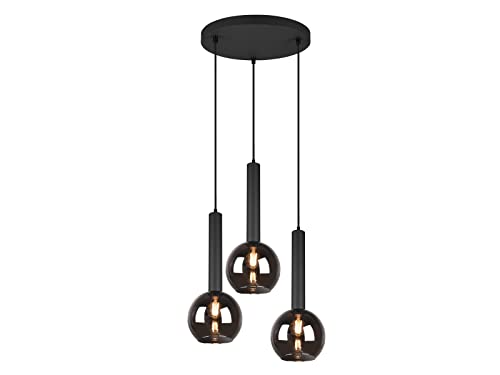 meineWunschleuchte LED Pendelleuchte 3 flammig mit Rauchglas-Kugeln Industrial, Ø 45 cm von meineWunschleuchte