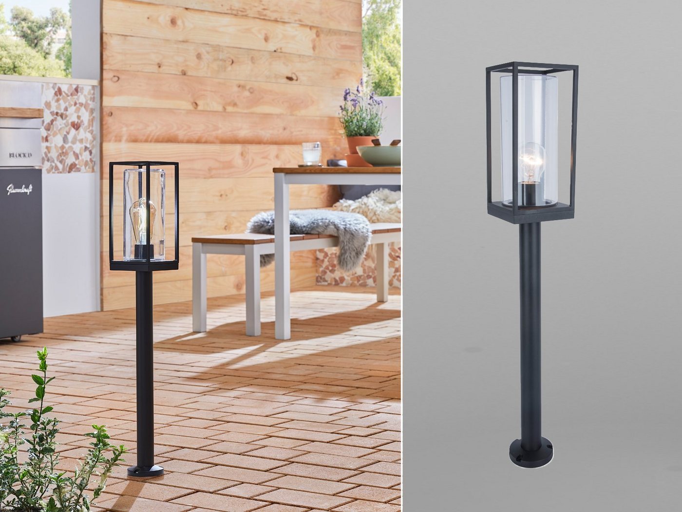 meineWunschleuchte LED Pollerleuchte, LED wechselbar, Warmweiß, Garten-laterne Landhausstil zur Wegbeleuchtung beleuchten, Höhe 75cm von meineWunschleuchte