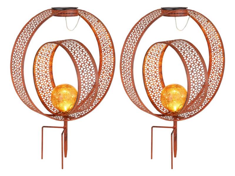 GLOBO LIGHTING LED Solarleuchte, LED fest integriert, warmweiß, 2er Set Ausgefallene Solarlicht Garten Terrassenleuchte draußen H 42cm von GLOBO LIGHTING