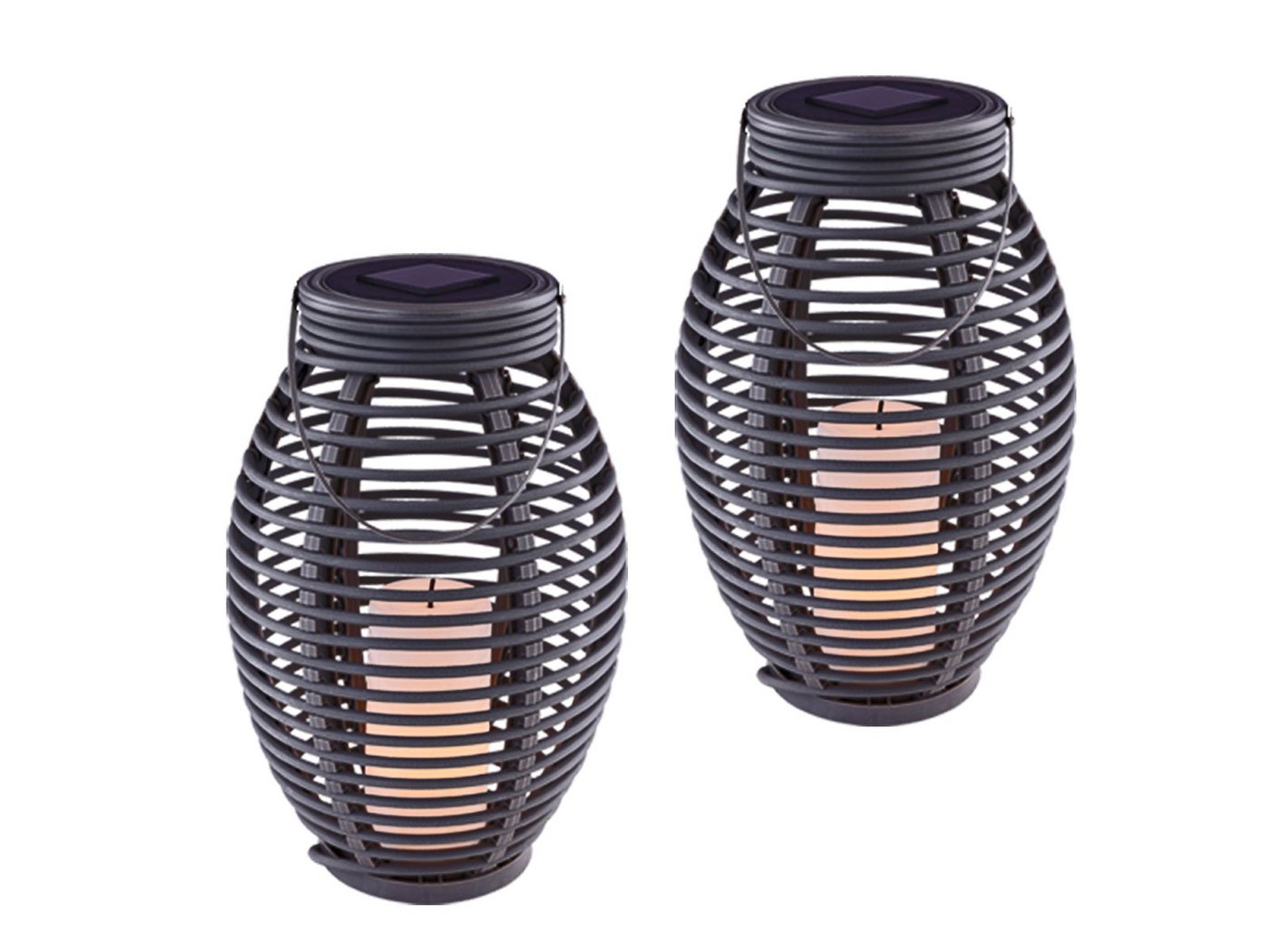 GLOBO LIGHTING LED Solarleuchte, LED fest integriert, warmweiß, 2er Set ausgefallene Solar-laterne Hängeleuchte für den Garten, H 35cm von GLOBO LIGHTING