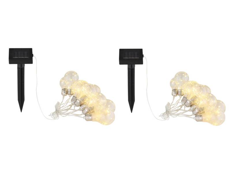 GLOBO LIGHTING LED Solarleuchte, Zwei Lichtmodi, LED fest integriert, warmweiß, 2er Set LED Solar Lichterketten Garten & Terasse Outdoor, 3,8 Meter von GLOBO LIGHTING
