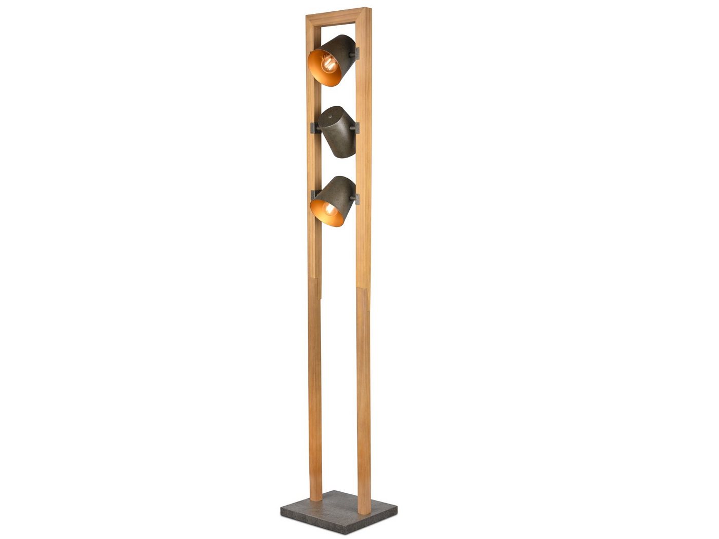 meineWunschleuchte LED Stehlampe, Dimmfunktion, LED wechselbar, Warmweiß, Ausgefallene moderne Industrial Vintage Holz Lampenschirm, Höhe 150cm von meineWunschleuchte