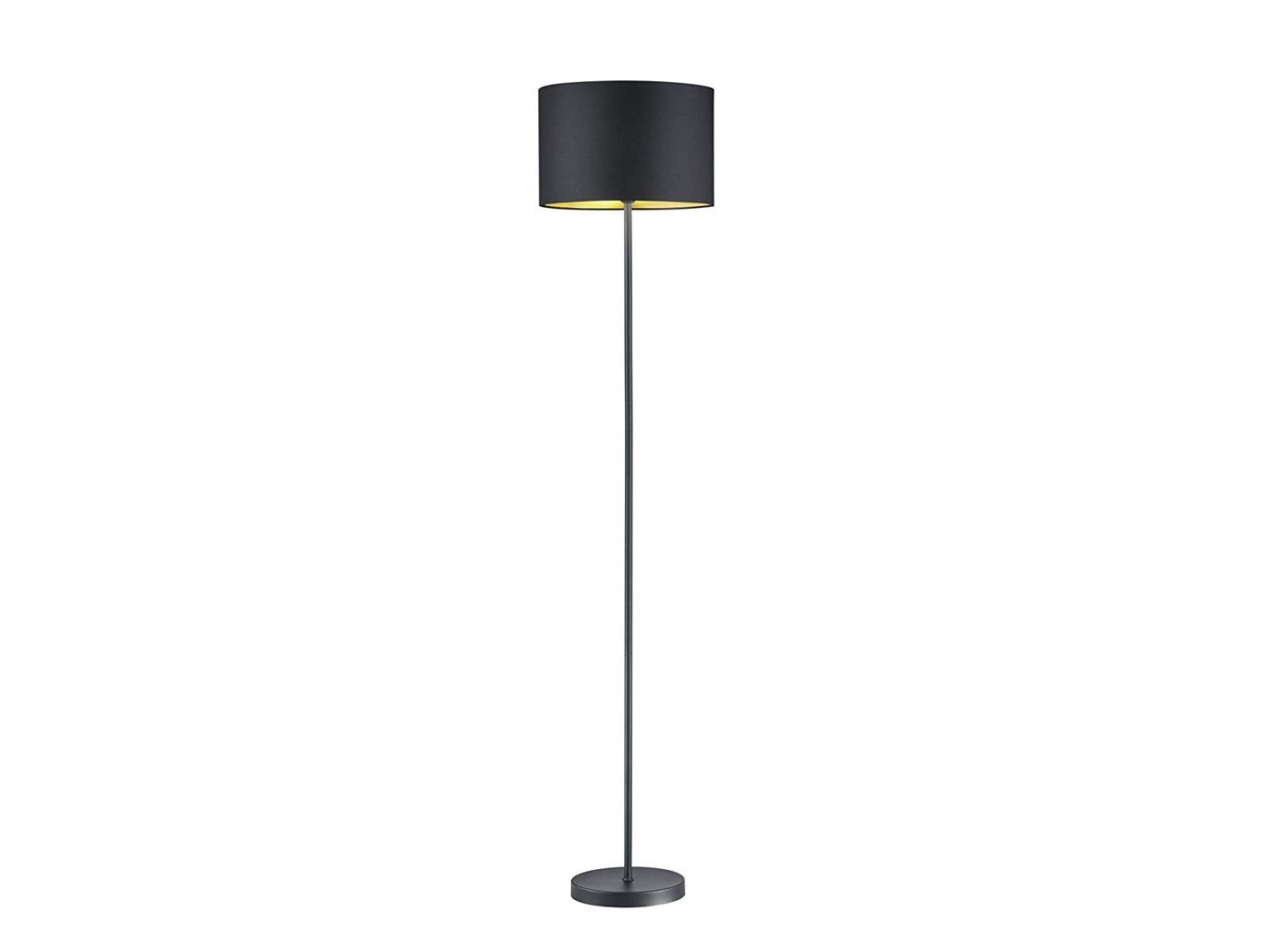 meineWunschleuchte LED Stehlampe, Dimmfunktion, LED wechselbar, Warmweiß, große Design Lampe dimmbar für Ecke, Stoff Lampen-schirm Schwarz Gold von meineWunschleuchte