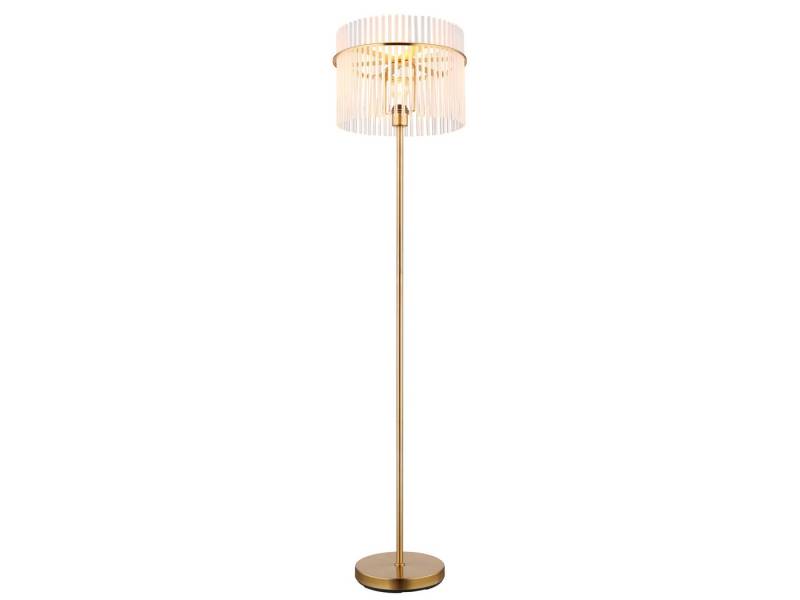 GLOBO LIGHTING LED Stehlampe, Dimmfunktion, LED wechselbar, warmweiß, ausgefallen-e Lampenschirm Glas stehend hinter Sofa Ecke Gold, H 152cm von GLOBO LIGHTING
