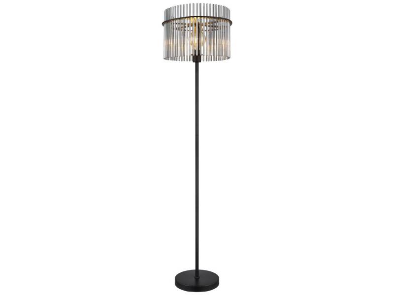 GLOBO LIGHTING LED Stehlampe, Dimmfunktion, LED wechselbar, warmweiß, ausgefallene Lampenschirm Rauch-glas stehend hinter Sofa Ecke, H 152cm von GLOBO LIGHTING