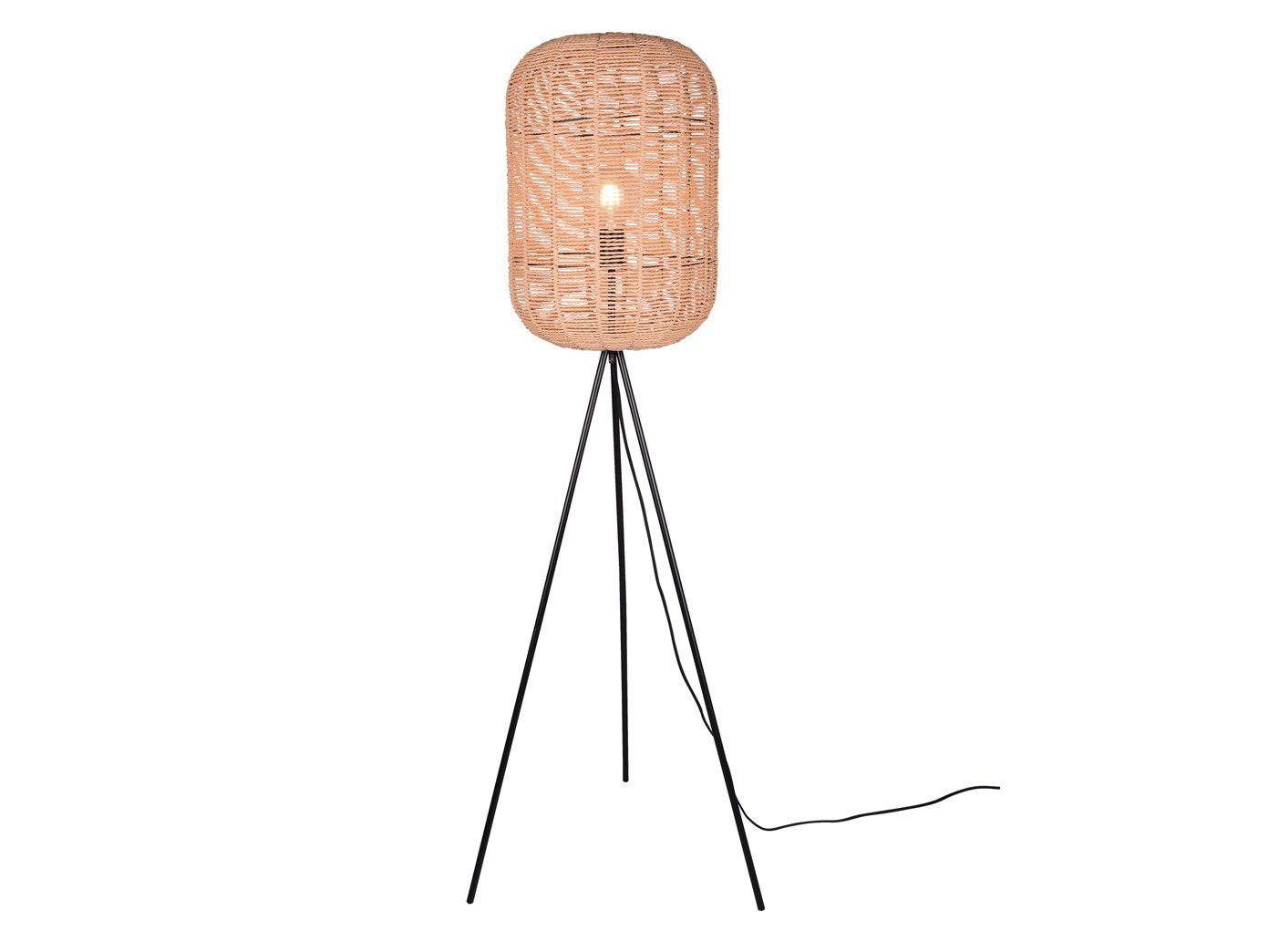 meineWunschleuchte LED Stehlampe, LED wechselbar, Warmweiß, Ausgefallene Tripod, Boho Dreibein mit Lampenschirm Sisal, Höhe 150cm von meineWunschleuchte