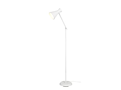 meineWunschleuchte LED Stehleuchte mit Gelenk & Fußschalter, Metall Schirm in Weiß - Höhe 150cm von meineWunschleuchte