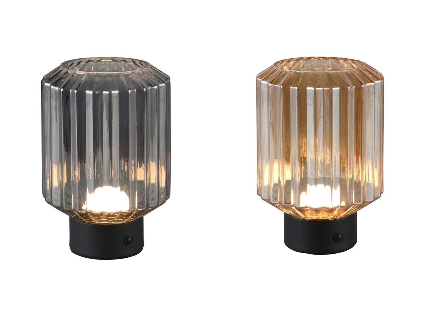 Reality Leuchten LED Tischleuchte, Dimmfunktion, LED fest integriert, Warmweiß, 2er SET ohne Strom-kabel, Akku kabellos Rauchglas & Bernstein H: 19cm Reality Leuchten LED Tischleuchte, Dimmfunktion, LED fest integriert, Warmweiß, 2er SET ohne Strom-kabel, Akku kabellos Rauchglas & Bernstein H: 19cm von Reality Leuchten